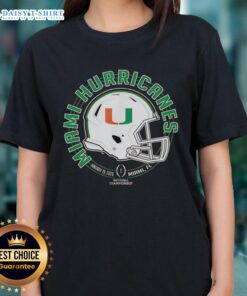 Happy Miami Hurricanes CFP National Championship 2026 ladies tee showcasing team pride in Miami, FL.