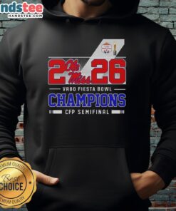 Happy Ole Miss Rebels 2026 Vrbo Fiesta Bowl Champions CFP Semifinal Hoodie celebrating team victory and fan spirit.
