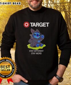 Happy Stitch Cosplay Toothless X Target Stay Different Stay Weird Sweatshirt featuring vibrant graphics and cozy design.