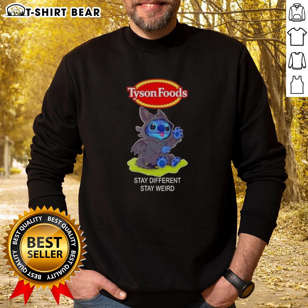 Happy Stitch Cosplay Toothless X Tyson Foods Stay Different Stay Weird Sweatshirt Happy Stitch Cosplay sweatshirt featuring Toothless, promoting Tyson Foods' Stay Different, Stay Weird campaign.