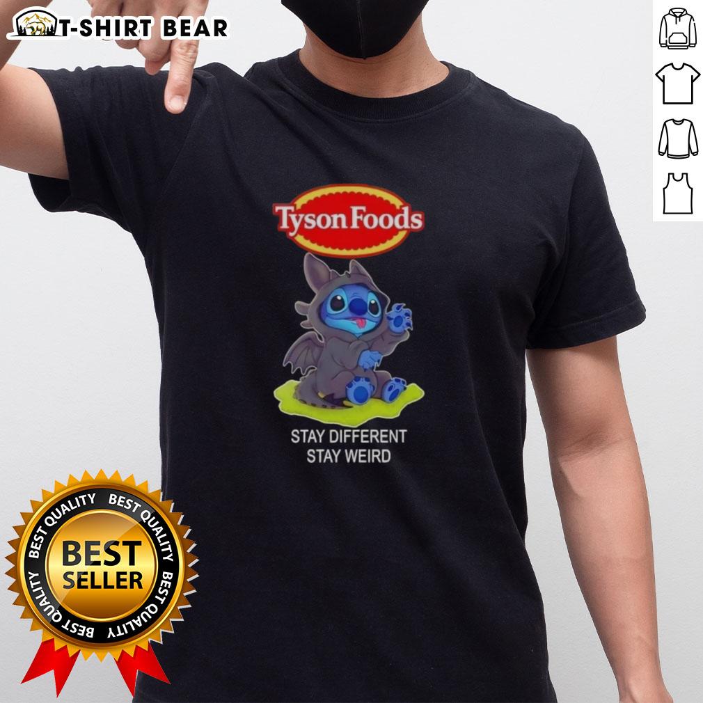 Happy Stitch Cosplay Toothless X Tyson Foods Stay Different Stay Weird T Shirt Happy Stitch Cosplay Toothless X Tyson Foods t-shirt featuring a fun design with 'Stay Different Stay Weird' slogan.