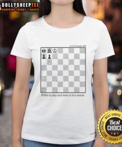 Alt Text: Happy white chess pieces on a board, showcasing a 'mate in two moves' scenario - perfect for chess enthusiasts.
