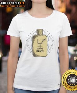 Happy Wide Right Holy Water Ladies Tee featuring a stylish design perfect for casual outfits and spiritual gatherings.
