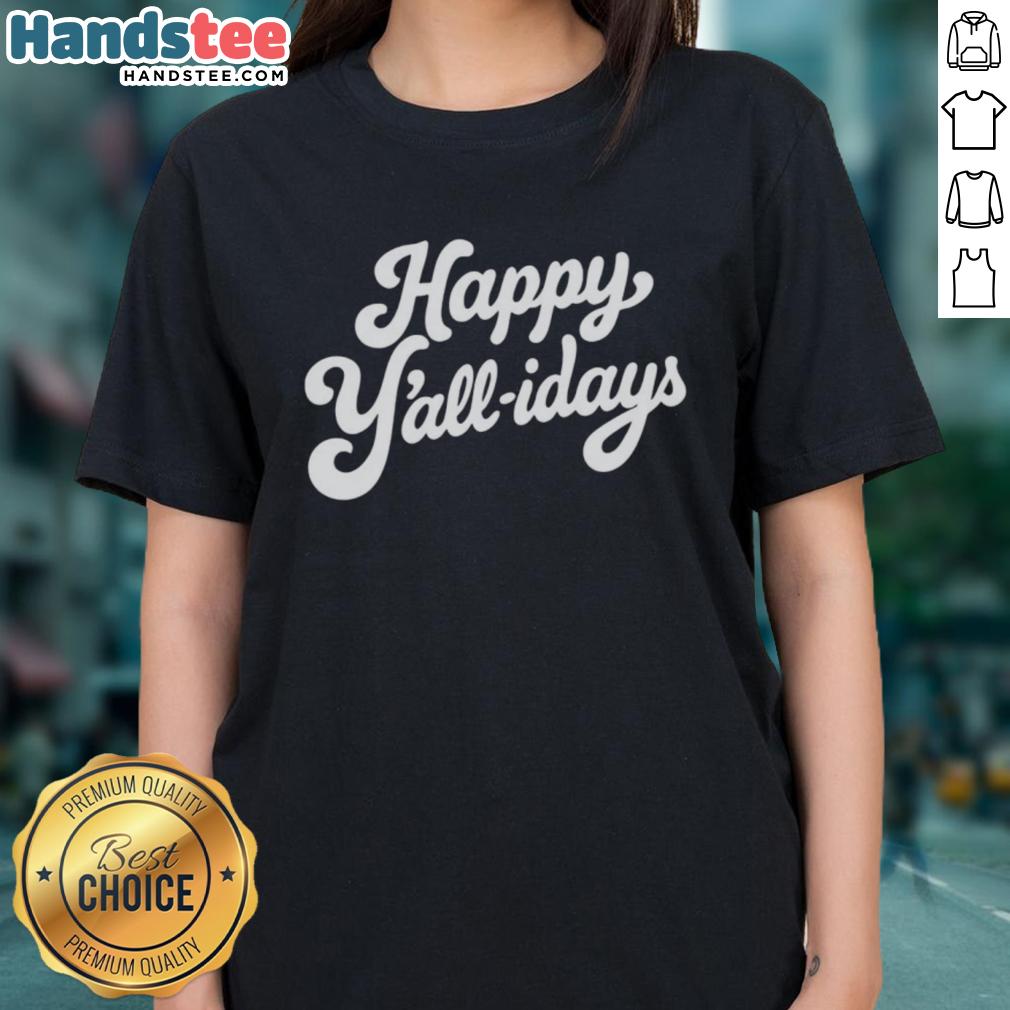 happy-yall-idays-ladies-tee Happy Y'all Idays Ladies Tee featuring festive design and vibrant colors, perfect for holiday celebrations.