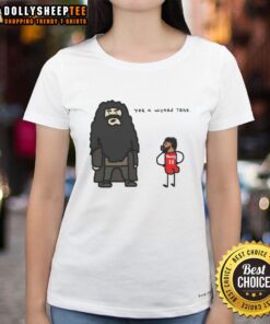 Happy Yer A Wizard Trae Ladies Tee featuring a playful wizard graphic on a stylish women's shirt.