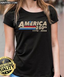 Alt Text: Hot 250th Patriotic 250 Year American Anniversary USA Ladies Tee featuring vibrant colors and festive design.