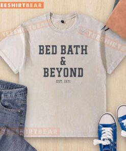 Hot Bed Bath Beyond Est 1971 washed t-shirt featuring a vintage design and soft fabric, perfect for casual wear.