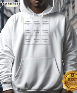 Hot Chopped UNC Cringe Alignment Chart Hoodie featuring a colorful graphic design and trendy streetwear style.