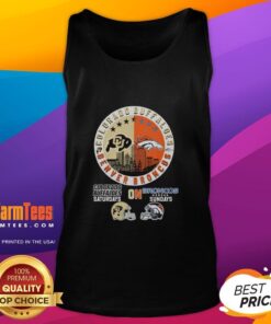 Hot Colorado Buffaloes and Denver Broncos helmet logo mashup tank top design for fans, perfect for game day.