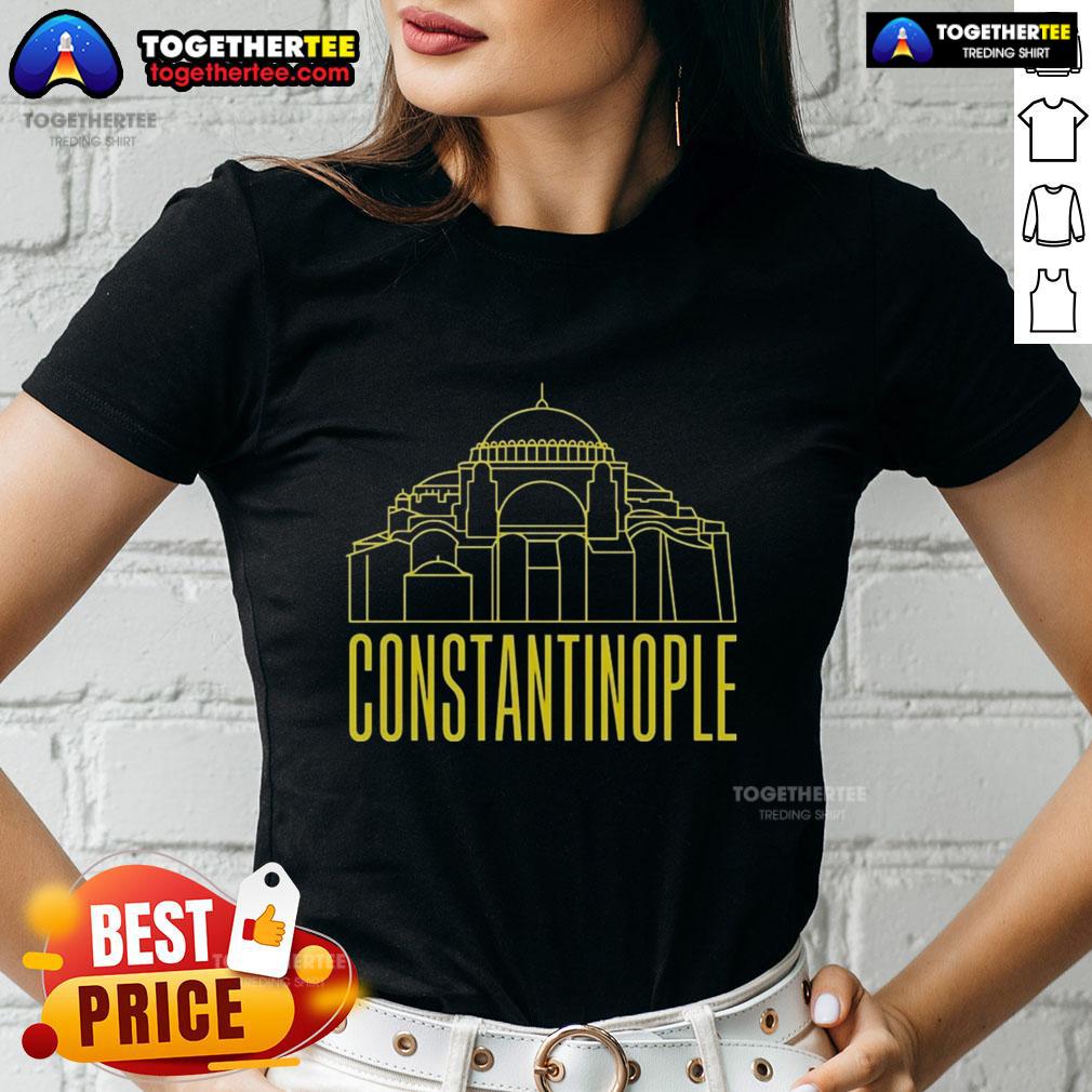 Hot Constantinople Hagia Sofia Line Art Ancient Architecture Ladies Tee Line art of Hagia Sofia in Constantinople, showcasing ancient architecture on a stylish ladies tee.