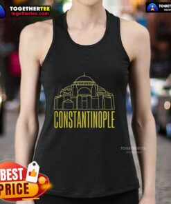 Stylish tank top featuring line art of Hagia Sophia, showcasing ancient architecture of Hot Constantinople.