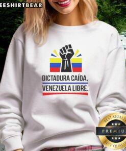 Protesters wearing 'Venezuela Libre' sweatshirts during a rally against the dictatorship in Venezuela.