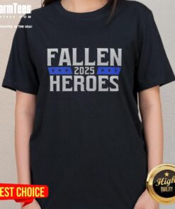 Hot Fallen Heroes 2025 Ladies Tee featuring a stylish design and vibrant colors, perfect for fans and fashion lovers.