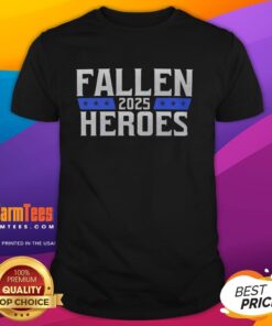 Hot Fallen Heroes 2025 T-Shirt featuring bold graphic design and vibrant colors, perfect for fans and collectors.