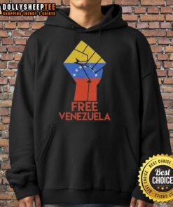Hot Free For Venezuela Hand Fist Hoodie showcasing a bold design promoting solidarity and support for Venezuela.