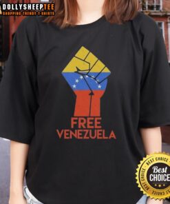 Hot Free For Venezuela Hand Fist Ladies Tee featuring a bold graphic design on a stylish women's t-shirt.