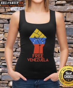 Hot Free For Venezuela hand fist tank top design featuring bold graphics and vibrant colors, perfect for activism and style.