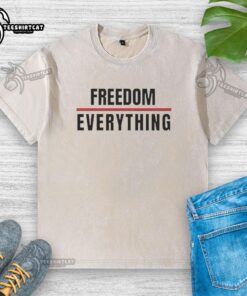 Hot Freedom Over Everything washed t-shirt in a casual setting, showcasing a trendy design for stylish comfort.