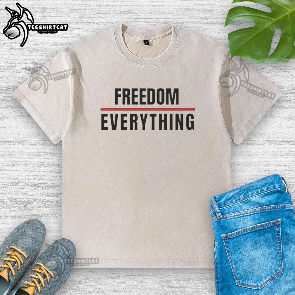 hot-freedom-over-everything-washed-t-shirt Hot Freedom Over Everything washed t-shirt in a casual setting, showcasing a trendy design for stylish comfort.