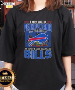 Buffalo Bills football flag on a ladies tee, showcasing pride for the team on game day in Pennsylvania.