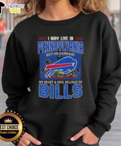 Alt Text: Buffalo Bills football flag sweatshirt, perfect for game day, showcasing team spirit in Pennsylvania.