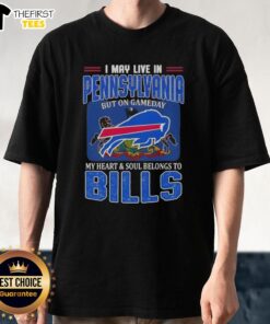 Buffalo Bills football flag t-shirt, perfect for game day, showcasing team spirit for fans in Pennsylvania.