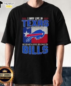 Alt Text: Buffalo Bills football flag t-shirt design, perfect for Texas fans on game day, showcasing team spirit and loyalty.