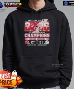 Hot Indiana Beats Miami 27-21 CFP National Champions Hoodie showcasing team pride and victory in college football.