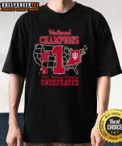 Indiana Hoosiers 2025 National Champions football T-shirt featuring a bold design, perfect for fans and supporters.