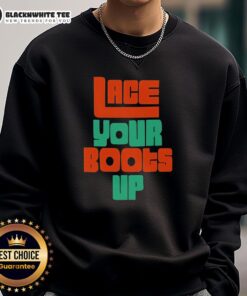 Hot Lace Your Boots Up Miami Hurricanes sweatshirt in vibrant colors, perfect for game day and showing team spirit.