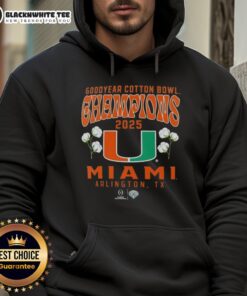 Hot Miami Hurricanes 2025 CFP Goodyear Cotton Bowl Champions hoodie showcasing hometown pride and team spirit.