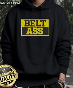 Hot Michigan Wolverine belt-to-ass hoodie featuring bold team colors and logo, perfect for fans and stylish wear.