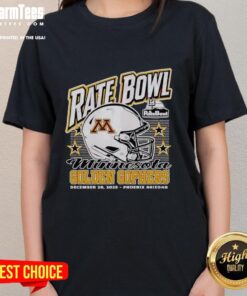 Hot Minnesota Golden Gophers 2025 Rate Bowl helmet design on a ladies tee, showcasing team spirit in Phoenix, Arizona.