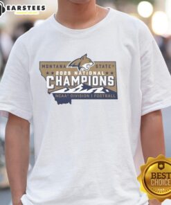 Montana State Bobcats Football 2025 National Champions NCAA Division I logo t-shirt, showcasing team pride and victory.