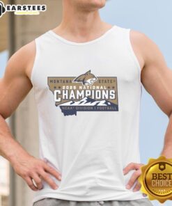 Hot Montana State Bobcats Football 2025 National Champions NCAA Division I tank top with logo design.
