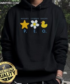 Hot motivate celebrate educate P.E.O. hoodie in vibrant colors, perfect for promoting teamwork and education.