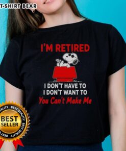 Hot Peanuts Snoopy 'I'm Retired' Ladies Tee featuring playful text and iconic Snoopy design, perfect for casual wear.