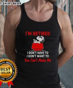 Hot Peanuts Snoopy 'I'm Retired' tank top featuring a playful Snoopy design, perfect for casual wear and Peanuts fans.