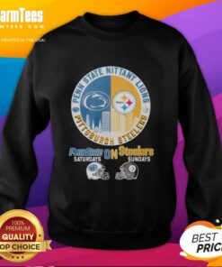 Hot Pittsburgh Steelers and Penn State Nittany Lions helmet logo mashup sweatshirt for game day style.