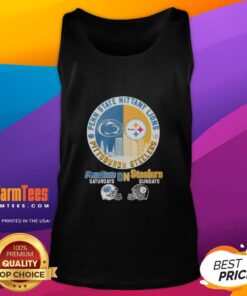 Hot Pittsburgh Steelers and Penn State Nittany Lions helmet logo mashup tank top for sports fans