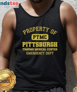 PTMC Pittsburgh Trauma Medical Center Emergency Dept tank top showcasing medical-themed design and vibrant colors.