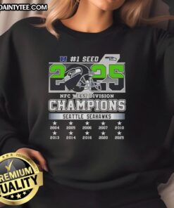 Hot Seattle Seahawks NFC West Division Champions 1 Seed Sweatshirt showcasing team pride and vibrant colors.