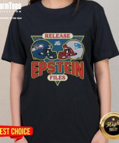 Hot Seattle Seahawks vs New England Patriots tee featuring 'Release The Epstein Files' graphic for fans.