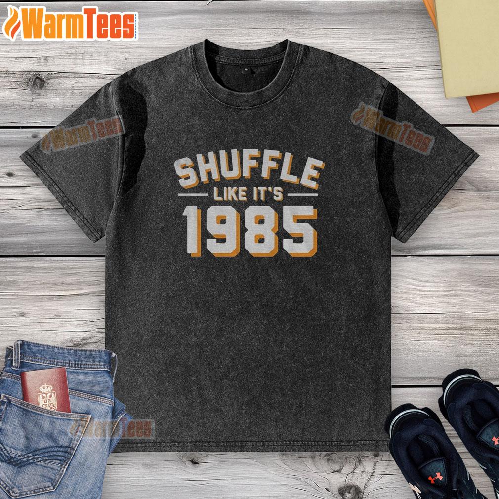 hot-shuffle-like-its-1985-chicago-bears-washed-t-shirt Vintage 1985 Chicago Bears washed t-shirt featuring a retro design, perfect for fans of the team and nostalgic fashion.