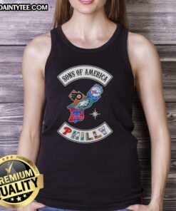 Hot Son of America Philadelphia Map Tank Top featuring iconic sports logos in a stylish design.