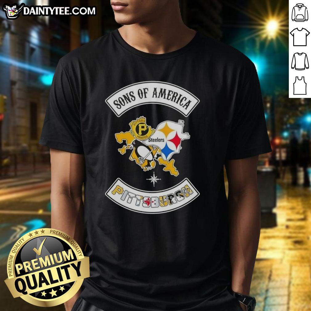 hot-son-of-america-pittsburgh-map-sports-logos-combine-t-shirt Alt Text: Hot Son Of America Pittsburgh Map Sports Logos Combine T-Shirt featuring iconic Pittsburgh team logos and map design.