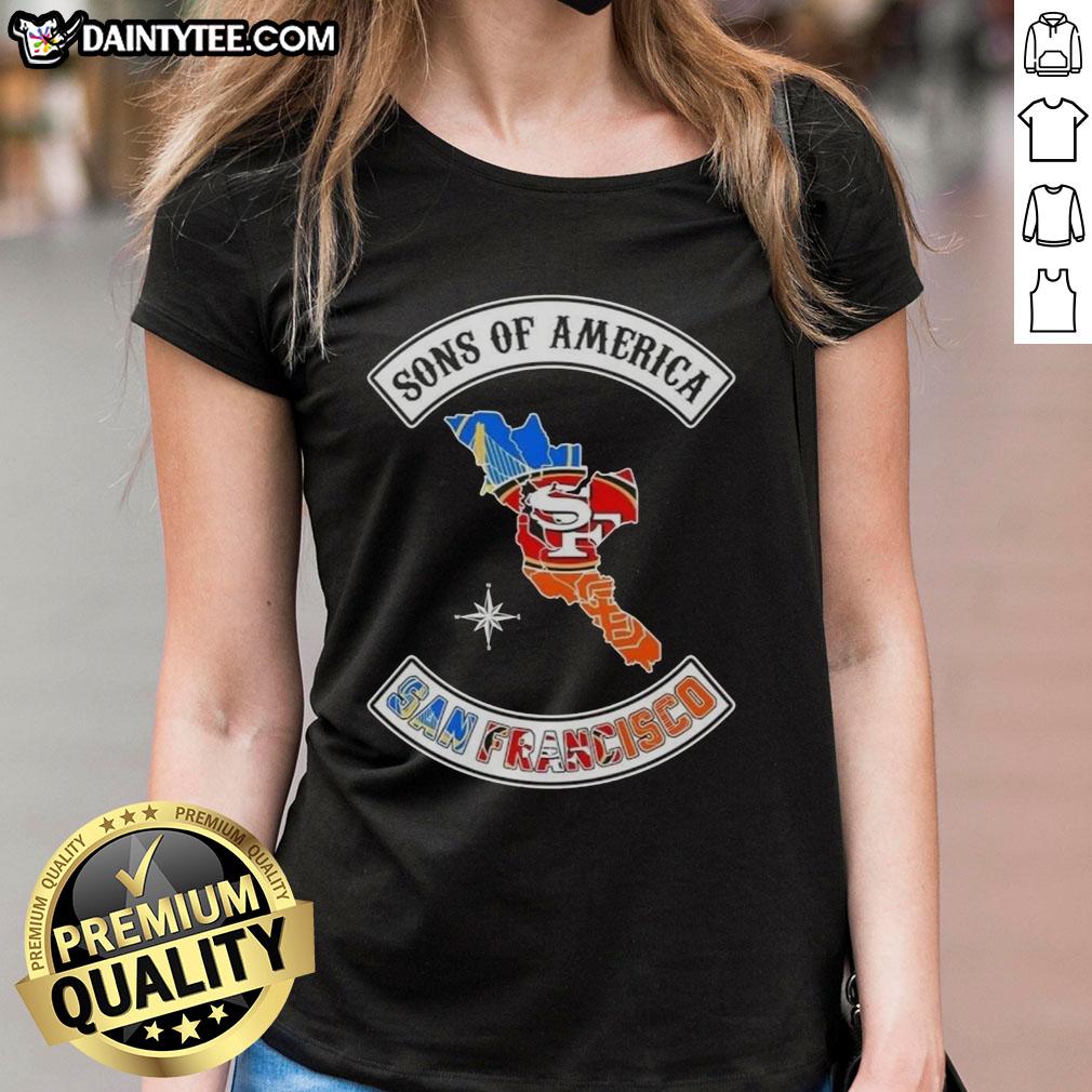 hot-son-of-america-san-francisco-map-sports-logos-combine-ladies-tee Hot Son of America San Francisco map t-shirt featuring sports logos for ladies - trendy graphic tee design.