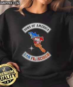 Hot Son of America San Francisco Map Sports Logos Combine Sweatshirt showcasing unique design and vibrant colors.