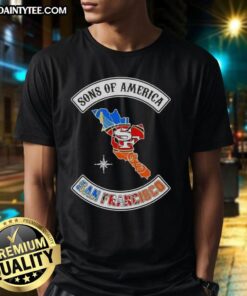 Hot Son Of America San Francisco Map Sports Logos Combine T-Shirt featuring iconic city and team logos in vibrant design.