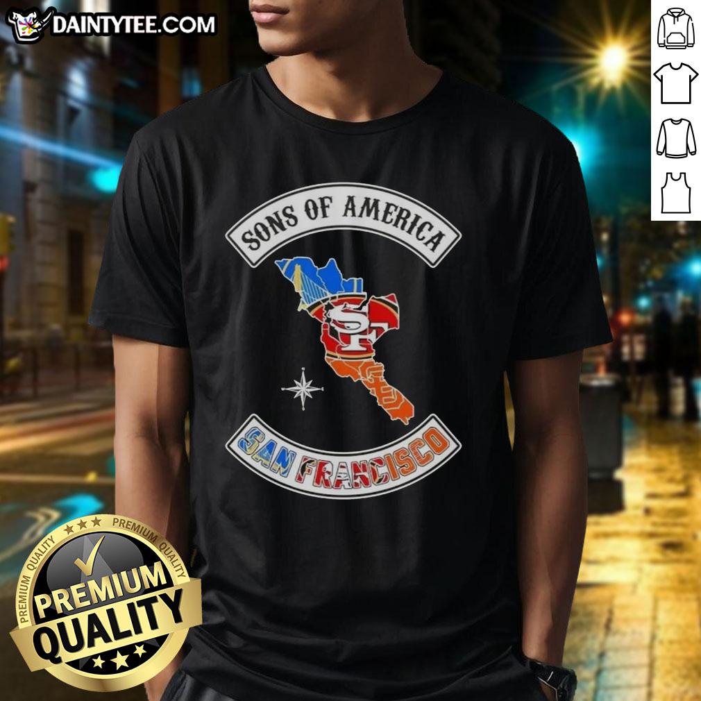 hot-son-of-america-san-francisco-map-sports-logos-combine-t-shirt-1 Hot Son Of America San Francisco Map Sports Logos Combine T-Shirt featuring iconic city and team logos in vibrant design.